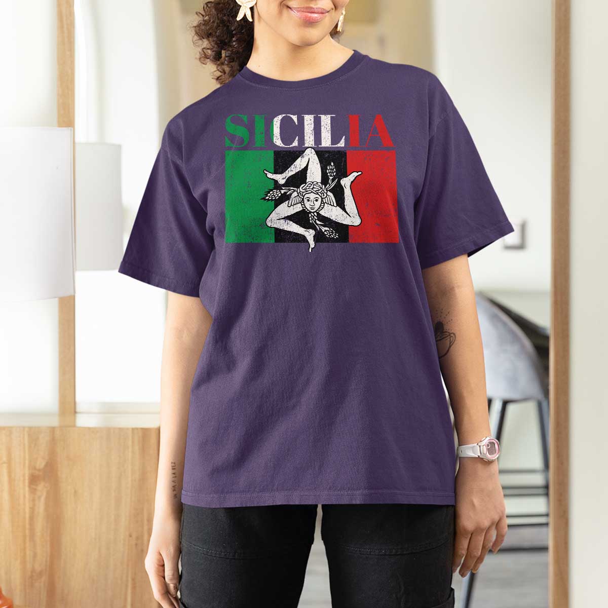 Italian Flag T Shirt For Women Pisa Tower Colosseum Classic Scooter Retro - Wonder Print Shop
