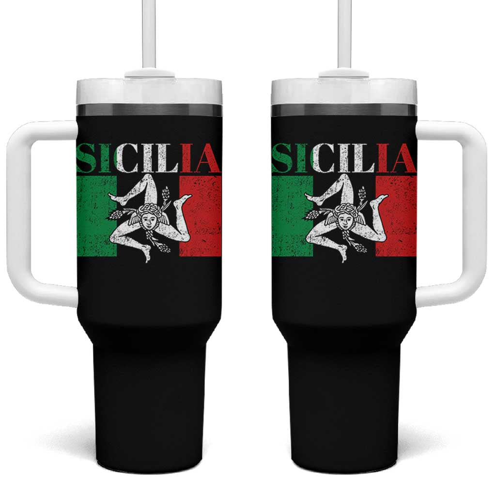 Italian Flag Tumbler With Handle Pisa Tower Colosseum Classic Scooter Retro - Wonder Print Shop