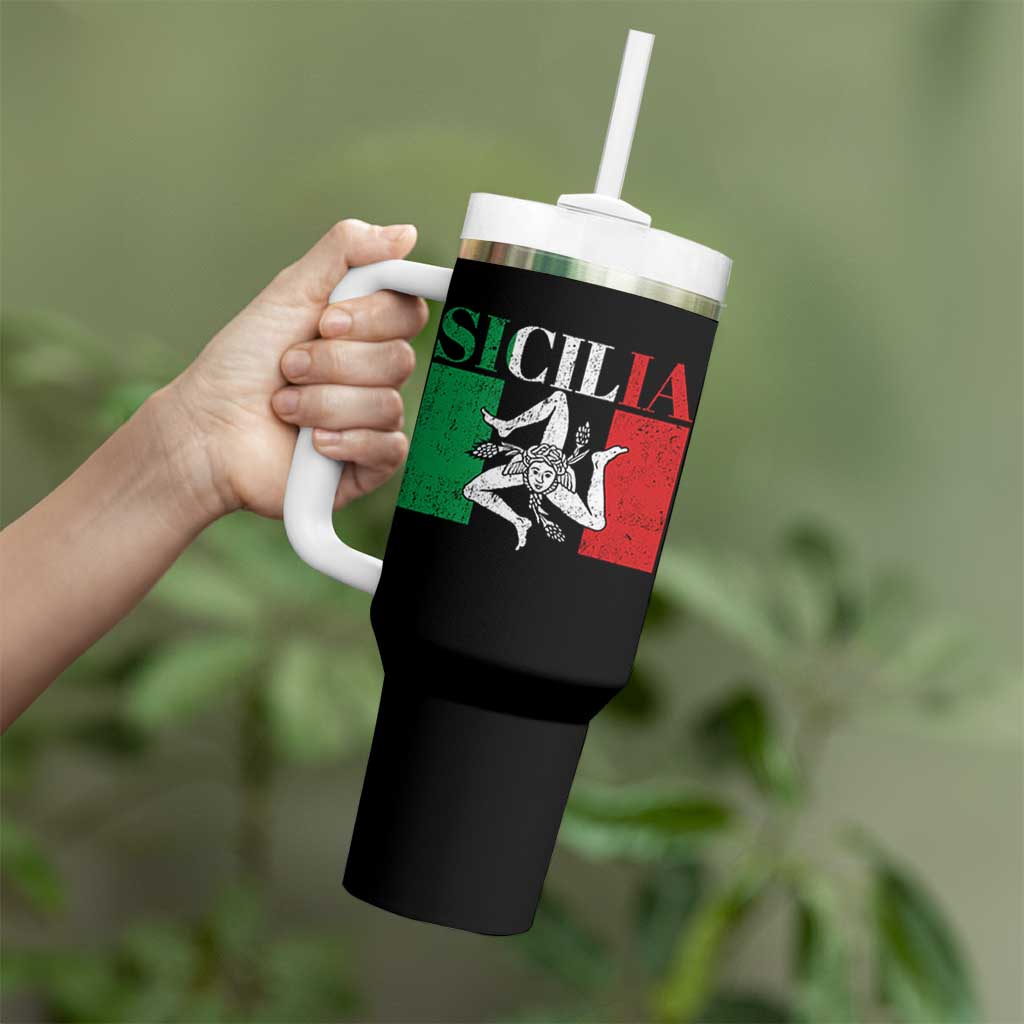 Italian Flag Tumbler With Handle Pisa Tower Colosseum Classic Scooter Retro - Wonder Print Shop