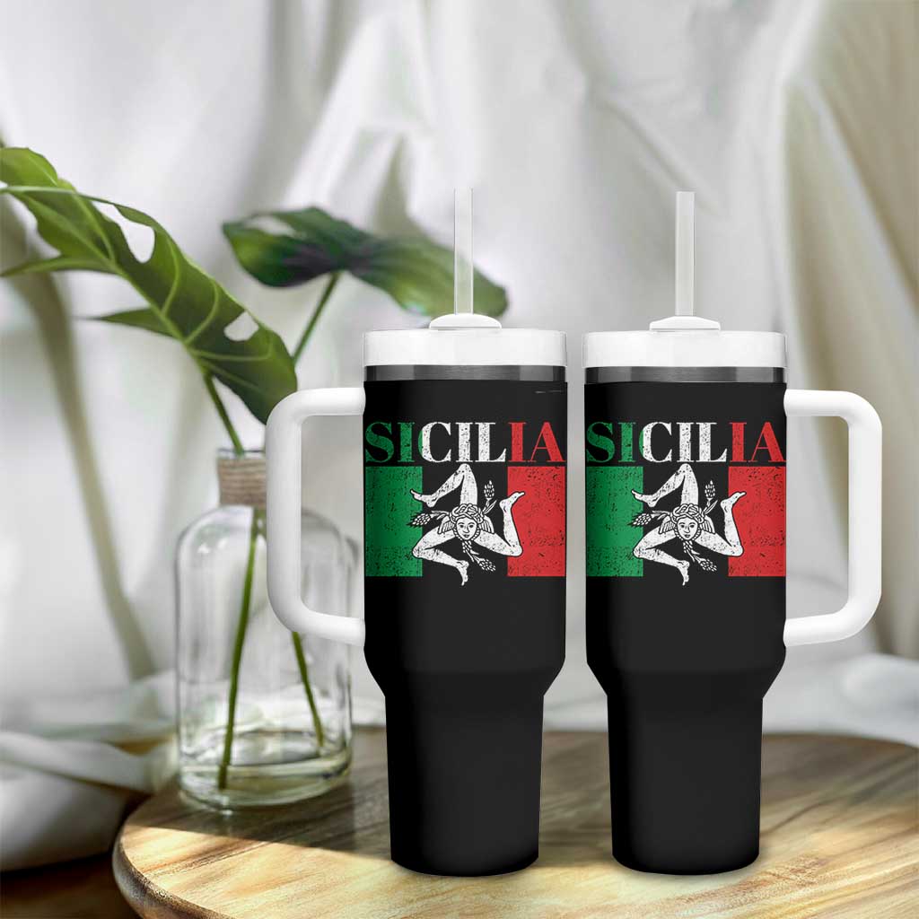Italian Flag Tumbler With Handle Pisa Tower Colosseum Classic Scooter Retro - Wonder Print Shop