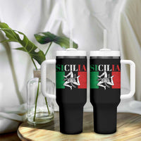 Italian Flag Tumbler With Handle Pisa Tower Colosseum Classic Scooter Retro - Wonder Print Shop