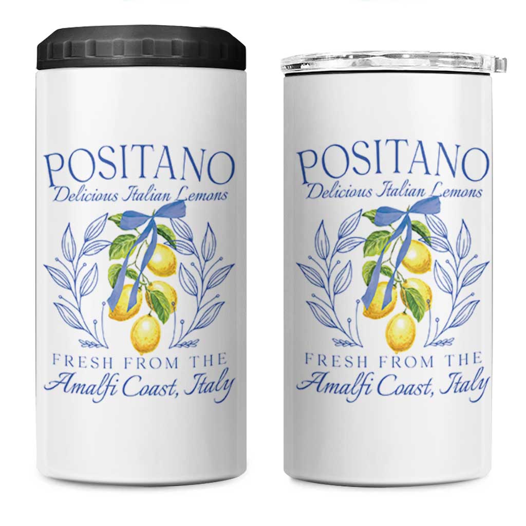 Positano Italy 4 in 1 Can Cooler Tumbler Amalfi Coast Italian Lemons Town Italy Vacation - Wonder Print Shop