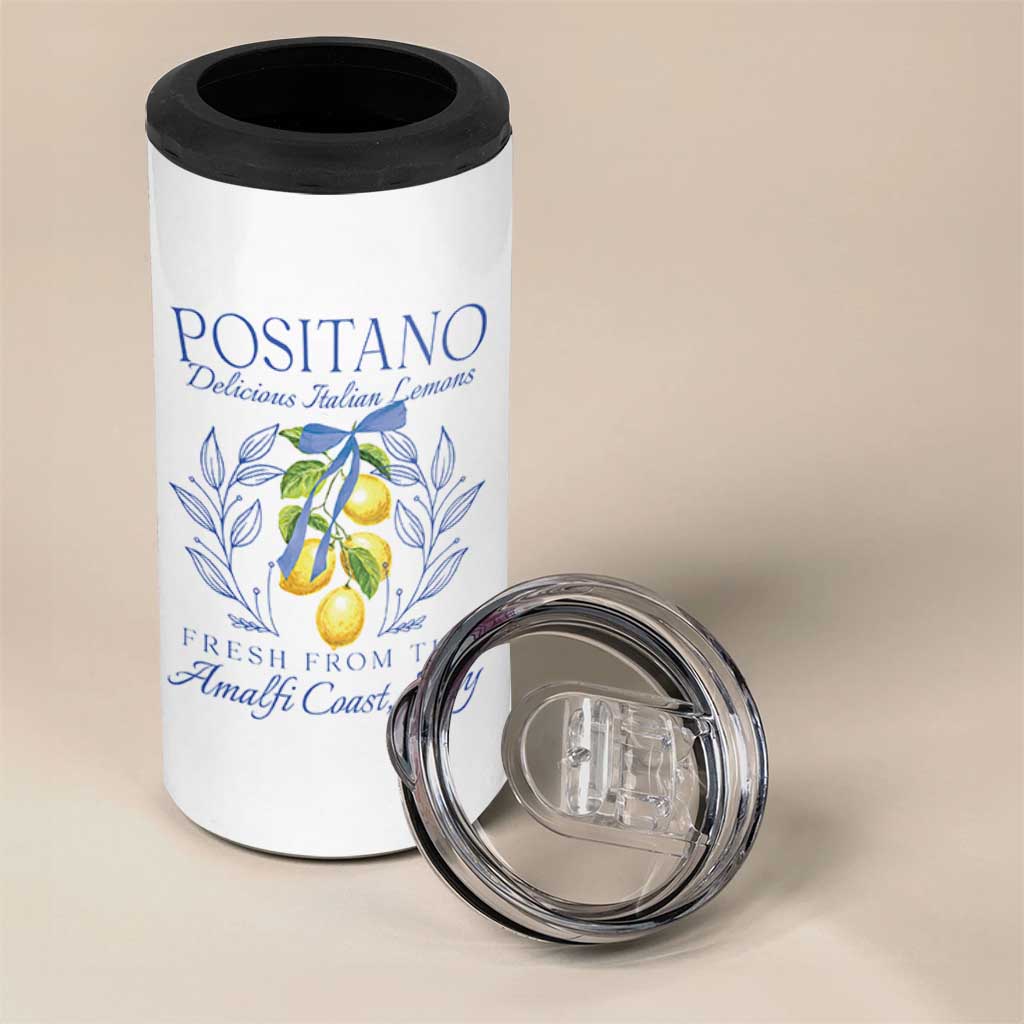 Positano Italy 4 in 1 Can Cooler Tumbler Amalfi Coast Italian Lemons Town Italy Vacation - Wonder Print Shop