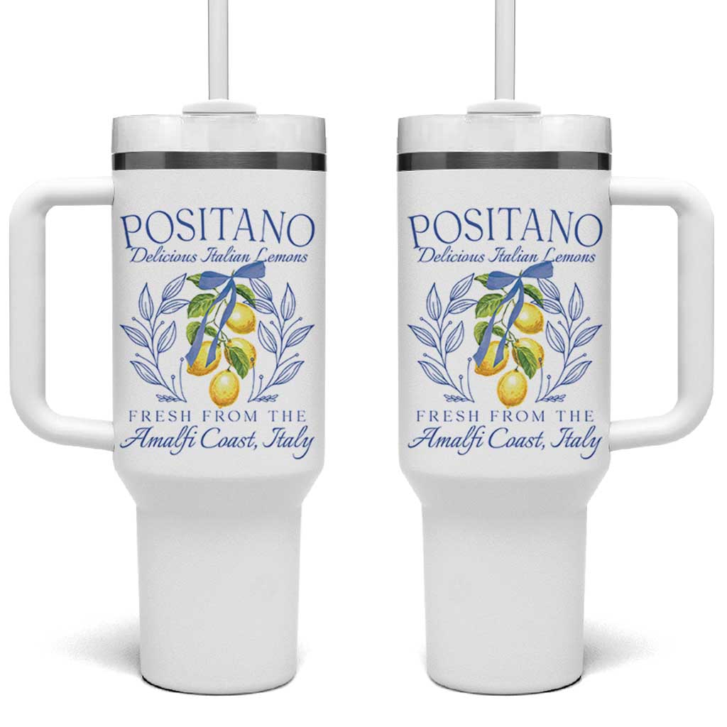 Positano Italy Tumbler With Handle Amalfi Coast Italian Lemons Town Italy Vacation - Wonder Print Shop