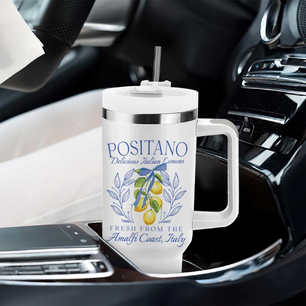 Positano Italy Tumbler With Handle Amalfi Coast Italian Lemons Town Italy Vacation - Wonder Print Shop