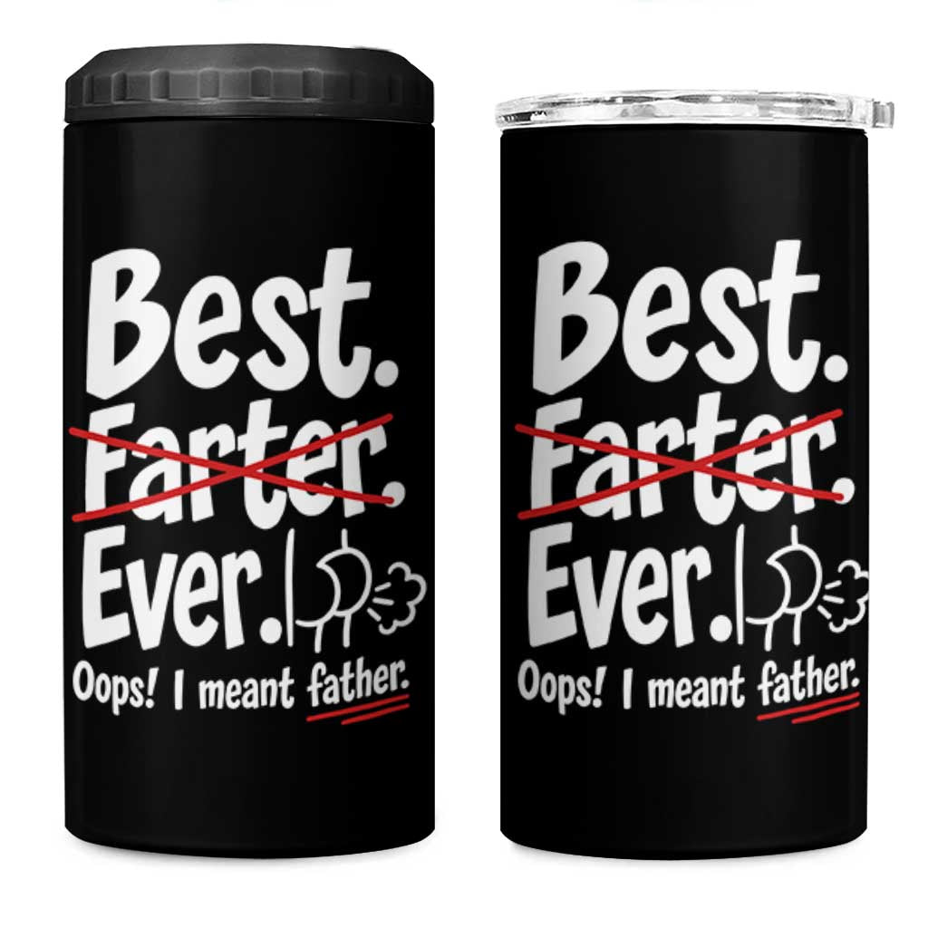 Retro Dad Worlds Best Farter I Mean Father 4 in 1 Can Cooler Tumbler Funny Gag Gift Birthday Husband Dad Fathers Day