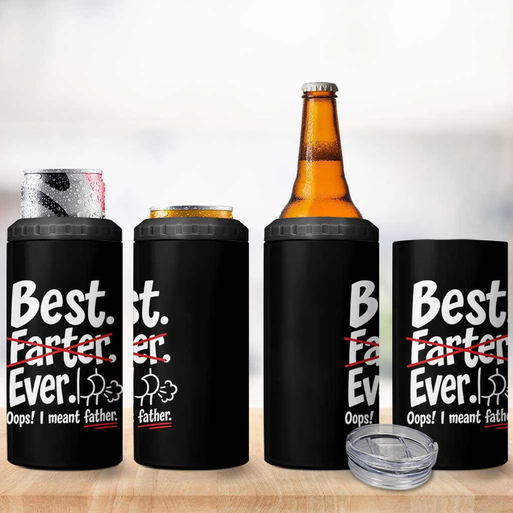 Retro Dad Worlds Best Farter I Mean Father 4 in 1 Can Cooler Tumbler Funny Gag Gift Birthday Husband Dad Fathers Day