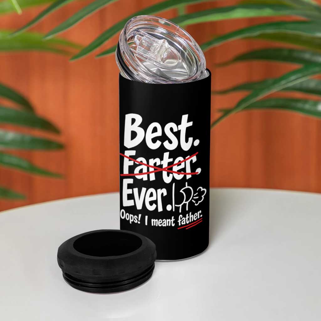 Retro Dad Worlds Best Farter I Mean Father 4 in 1 Can Cooler Tumbler Funny Gag Gift Birthday Husband Dad Fathers Day