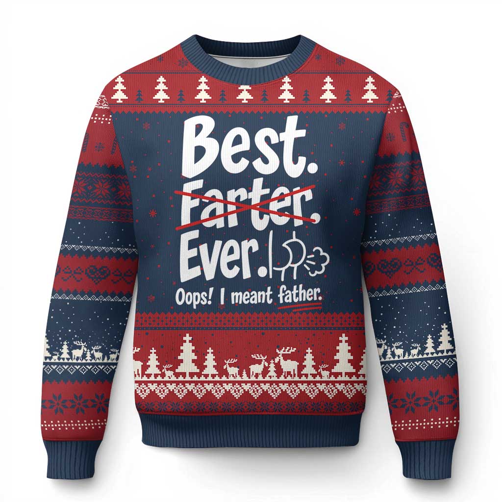 Retro Dad Worlds Best Farter I Mean Father Ugly Christmas Sweater Funny Gag Gift Birthday Husband Dad Fathers Day