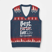 Retro Dad Worlds Best Farter I Mean Father V-Neck Knit Sweater Vest Funny Gag Gift Birthday Husband Dad Fathers Day
