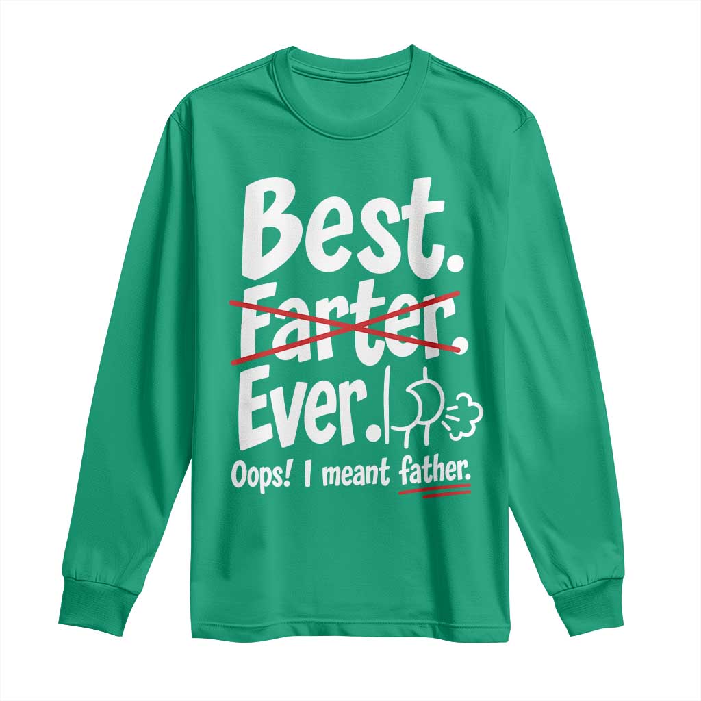 Retro Dad Worlds Best Farter I Mean Father Long Sleeve Shirt Funny Gag Gift Birthday Husband Dad Fathers Day