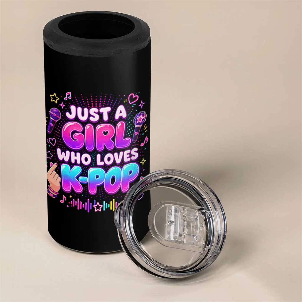 Kpop Lover 4 in 1 Can Cooler Tumbler Just a Girl Who Loves K-Pop Korean Music