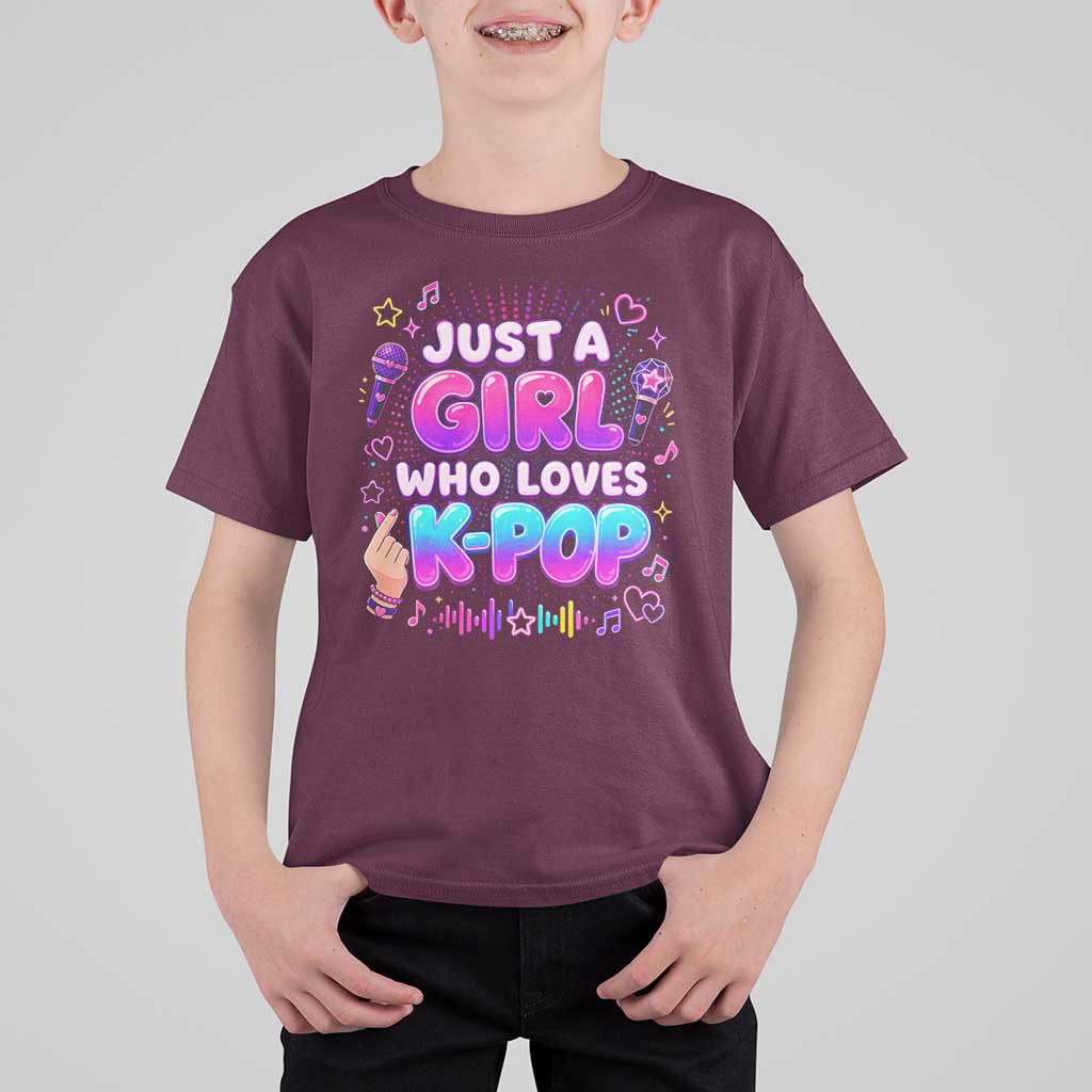 Kpop Lover T Shirt For Kid Just a Girl Who Loves K-Pop Korean Music