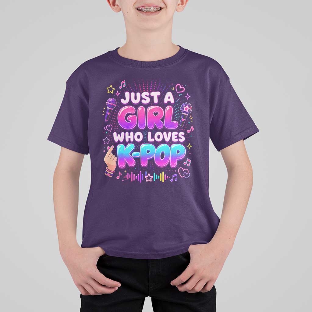 Kpop Lover T Shirt For Kid Just a Girl Who Loves K-Pop Korean Music