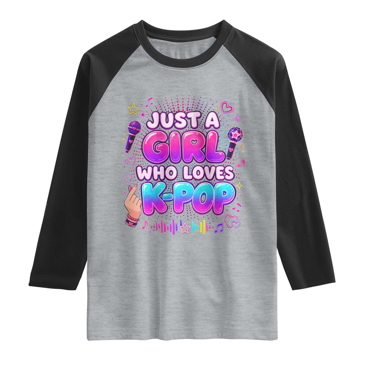 Kpop Lover Raglan Shirt Just a Girl Who Loves K-Pop Korean Music
