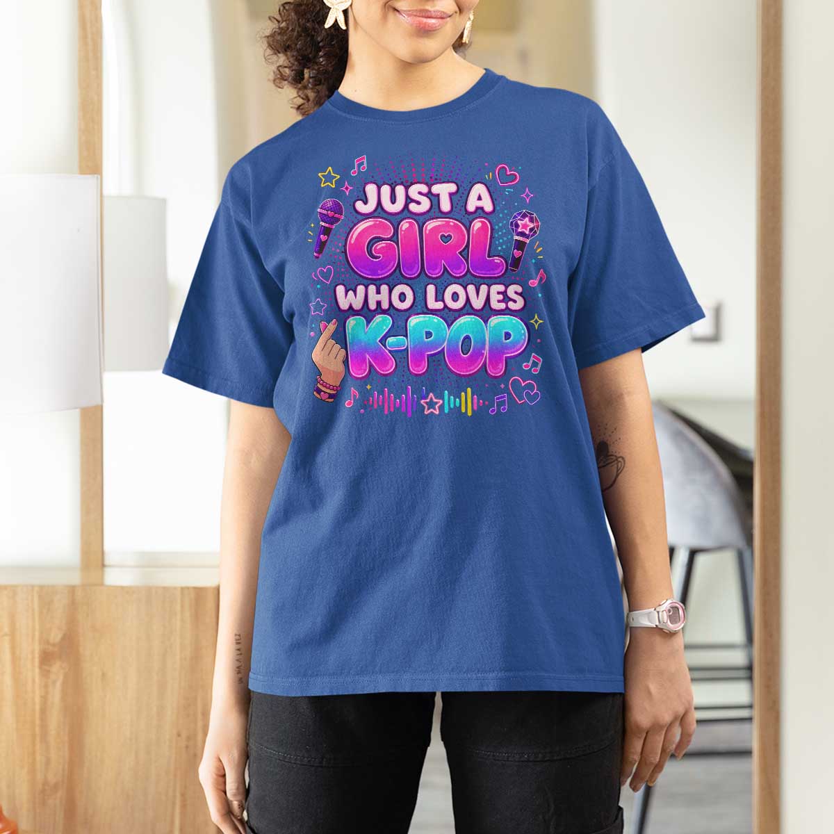 Kpop Lover T Shirt For Women Just a Girl Who Loves K-Pop Korean Music