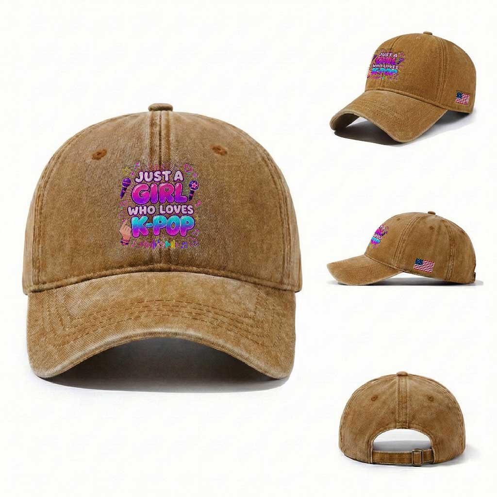 Kpop Lover Washed Cotton Baseball Cap Just a Girl Who Loves K-Pop Korean Music