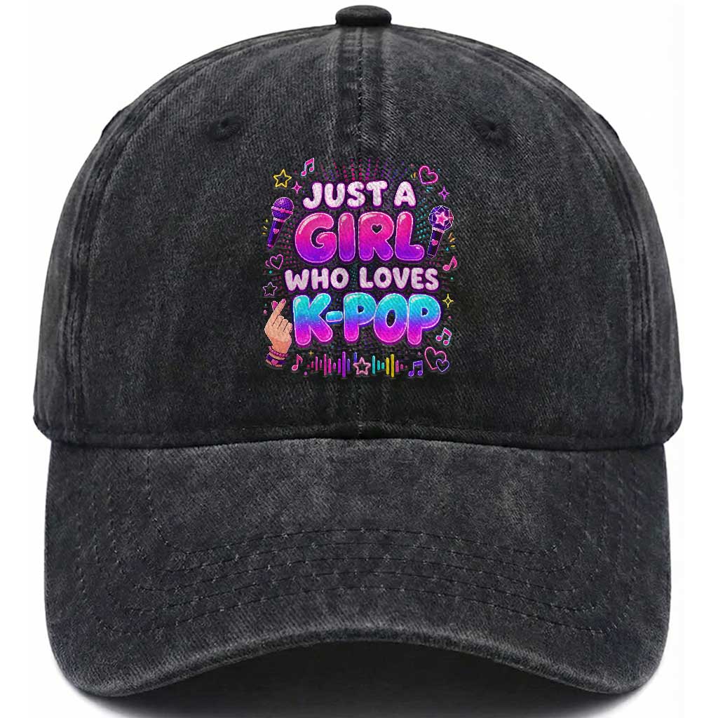 Kpop Lover Washed Cotton Baseball Cap Just a Girl Who Loves K-Pop Korean Music