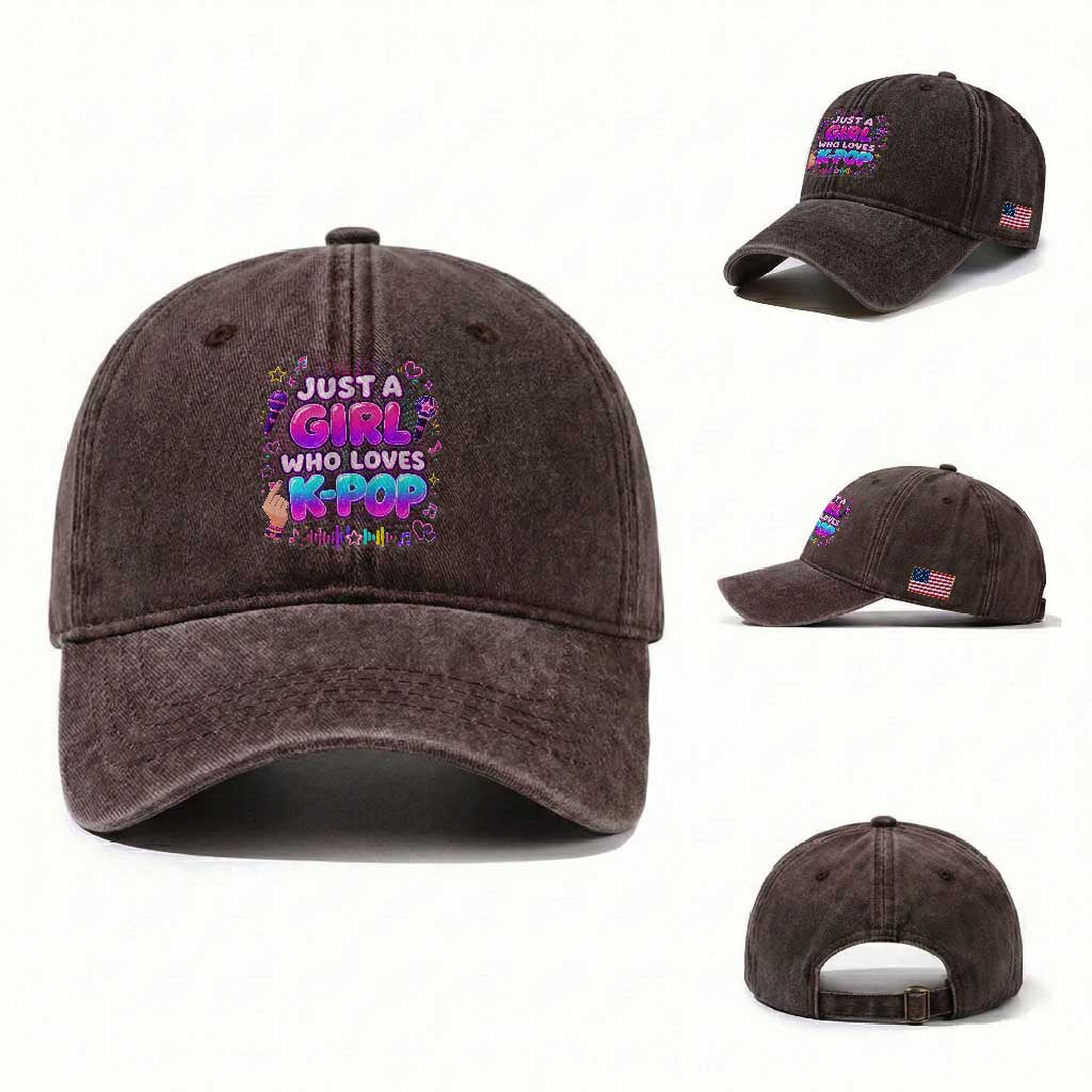 Kpop Lover Washed Cotton Baseball Cap Just a Girl Who Loves K-Pop Korean Music