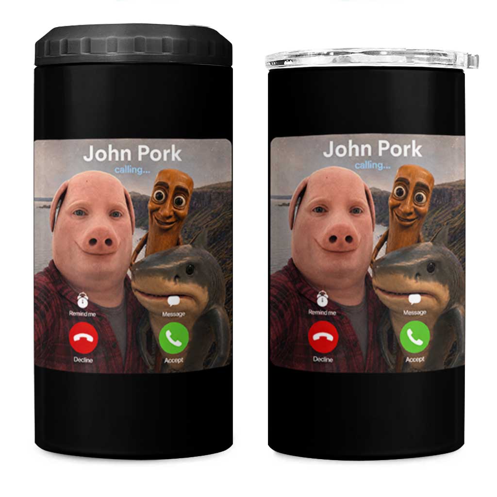 Tung Tung Tung Sahur John Pork Calling 4 in 1 Can Cooler Tumbler Tralalero Tralala Meme Brainrot Funny