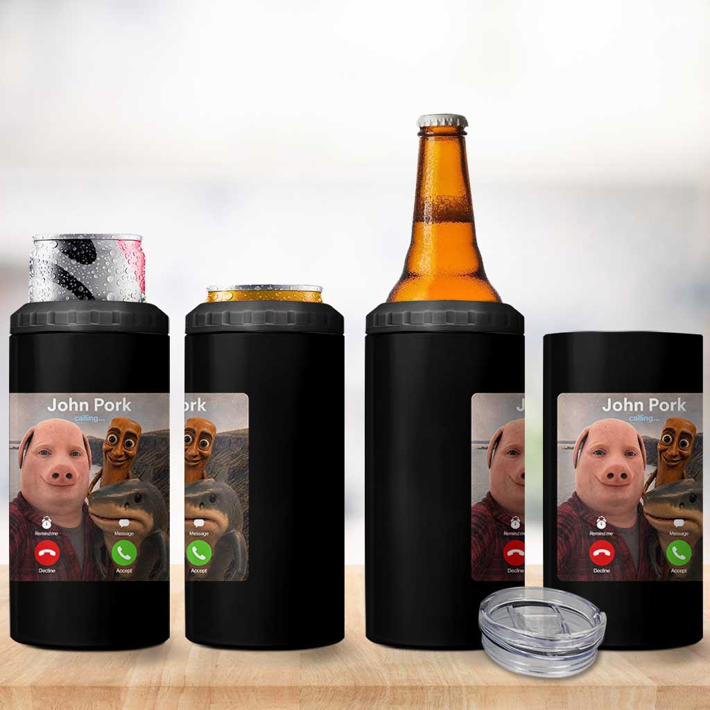 Tung Tung Tung Sahur John Pork Calling 4 in 1 Can Cooler Tumbler Tralalero Tralala Meme Brainrot Funny