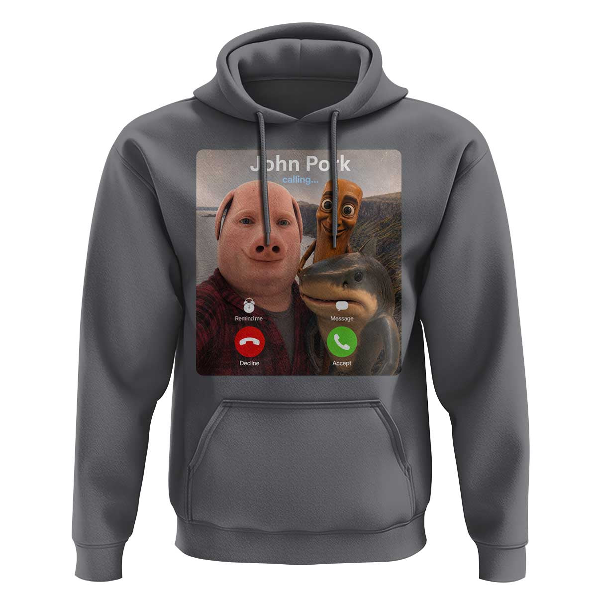 Tung Tung Tung Sahur John Pork Calling Hoodie Tralalero Tralala Meme Brainrot Funny