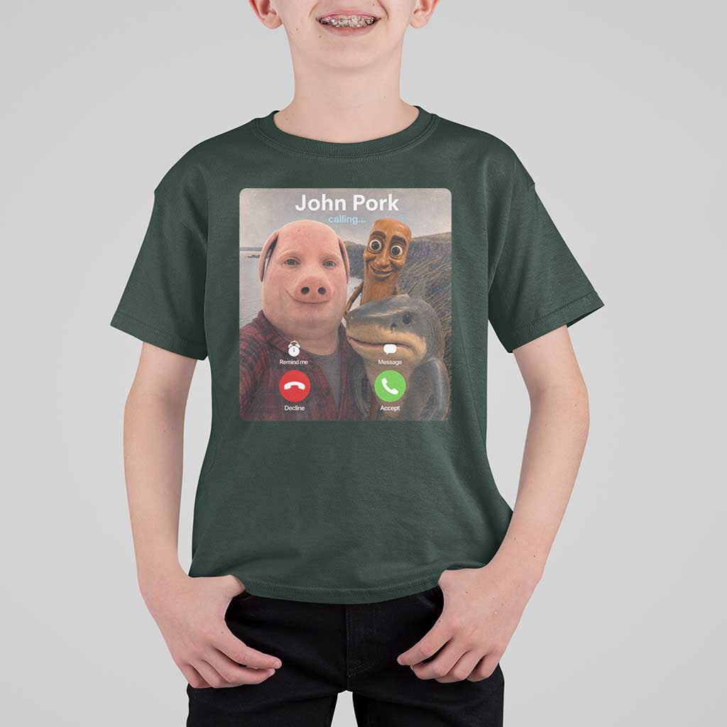 Tung Tung Tung Sahur John Pork Calling T Shirt For Kid Tralalero Tralala Meme Brainrot Funny