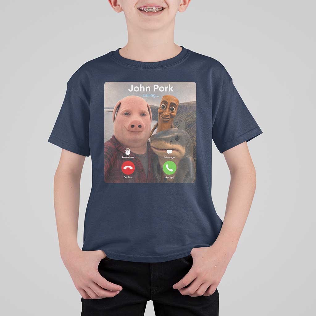 Tung Tung Tung Sahur John Pork Calling T Shirt For Kid Tralalero Tralala Meme Brainrot Funny