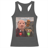Tung Tung Tung Sahur John Pork Calling Racerback Tank Top Tralalero Tralala Meme Brainrot Funny
