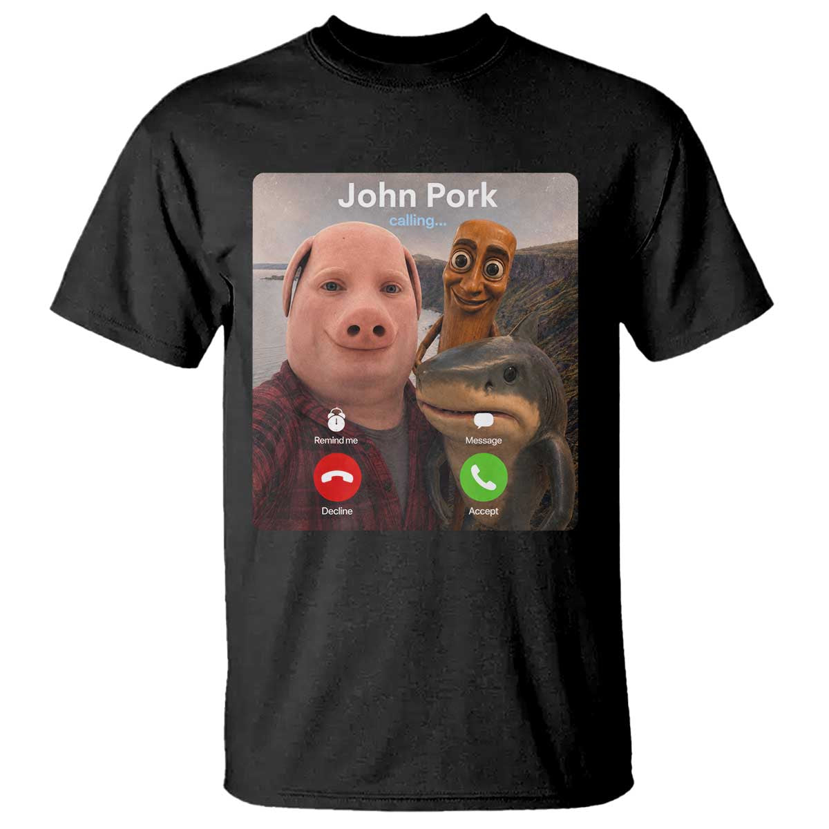 Tung Tung Tung Sahur John Pork Calling T Shirt Tralalero Tralala Meme Brainrot Funny