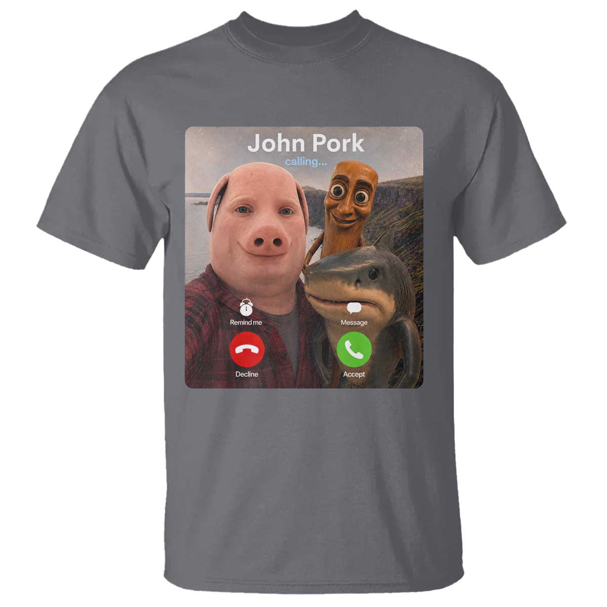 Tung Tung Tung Sahur John Pork Calling T Shirt Tralalero Tralala Meme Brainrot Funny