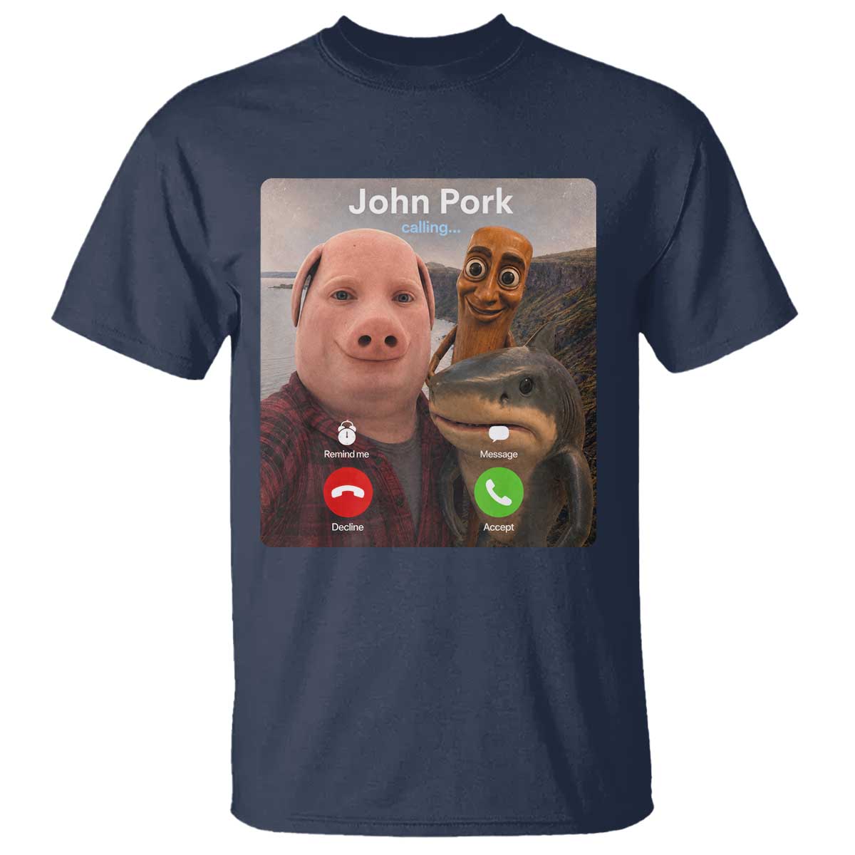 Tung Tung Tung Sahur John Pork Calling T Shirt Tralalero Tralala Meme Brainrot Funny