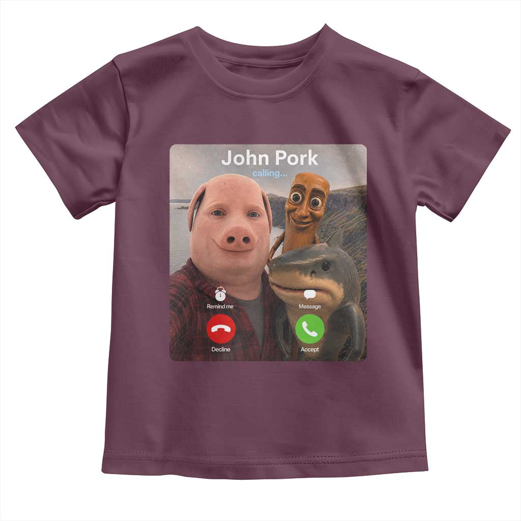 Tung Tung Tung Sahur John Pork Calling Toddler T Shirt Tralalero Tralala Meme Brainrot Funny