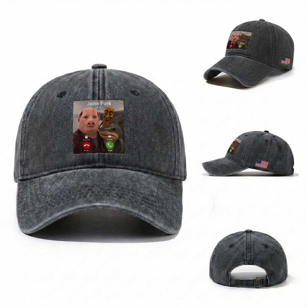 Tung Tung Tung Sahur John Pork Calling Washed Cotton Baseball Cap Tralalero Tralala Meme Brainrot Funny