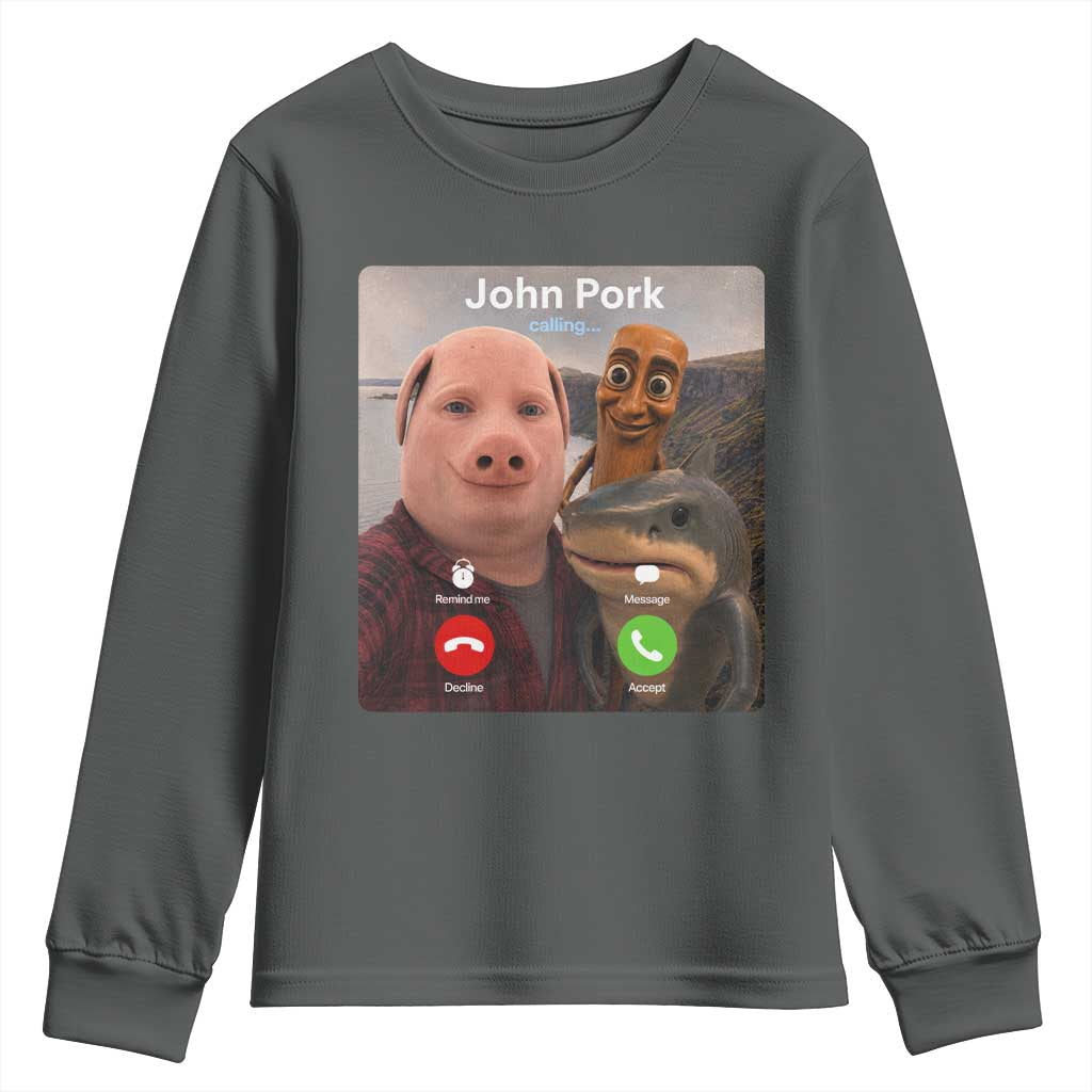 Tung Tung Tung Sahur John Pork Calling Youth Sweatshirt Tralalero Tralala Meme Brainrot Funny