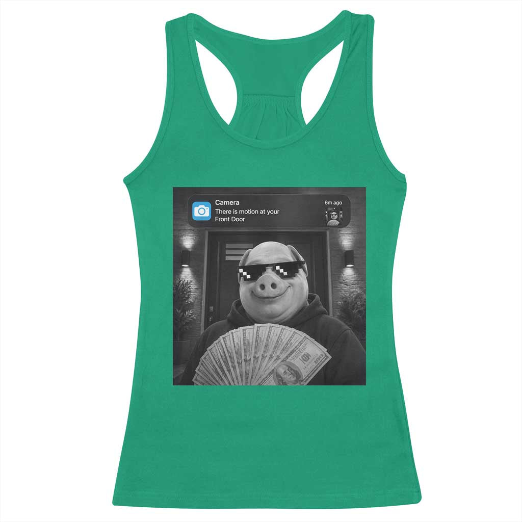 John Pork Meme Racerback Tank Top There Is Motion At Your Front Door Funny Brainrot