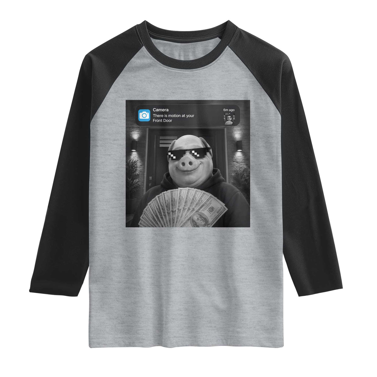 John Pork Meme Raglan Shirt There Is Motion At Your Front Door Funny Brainrot
