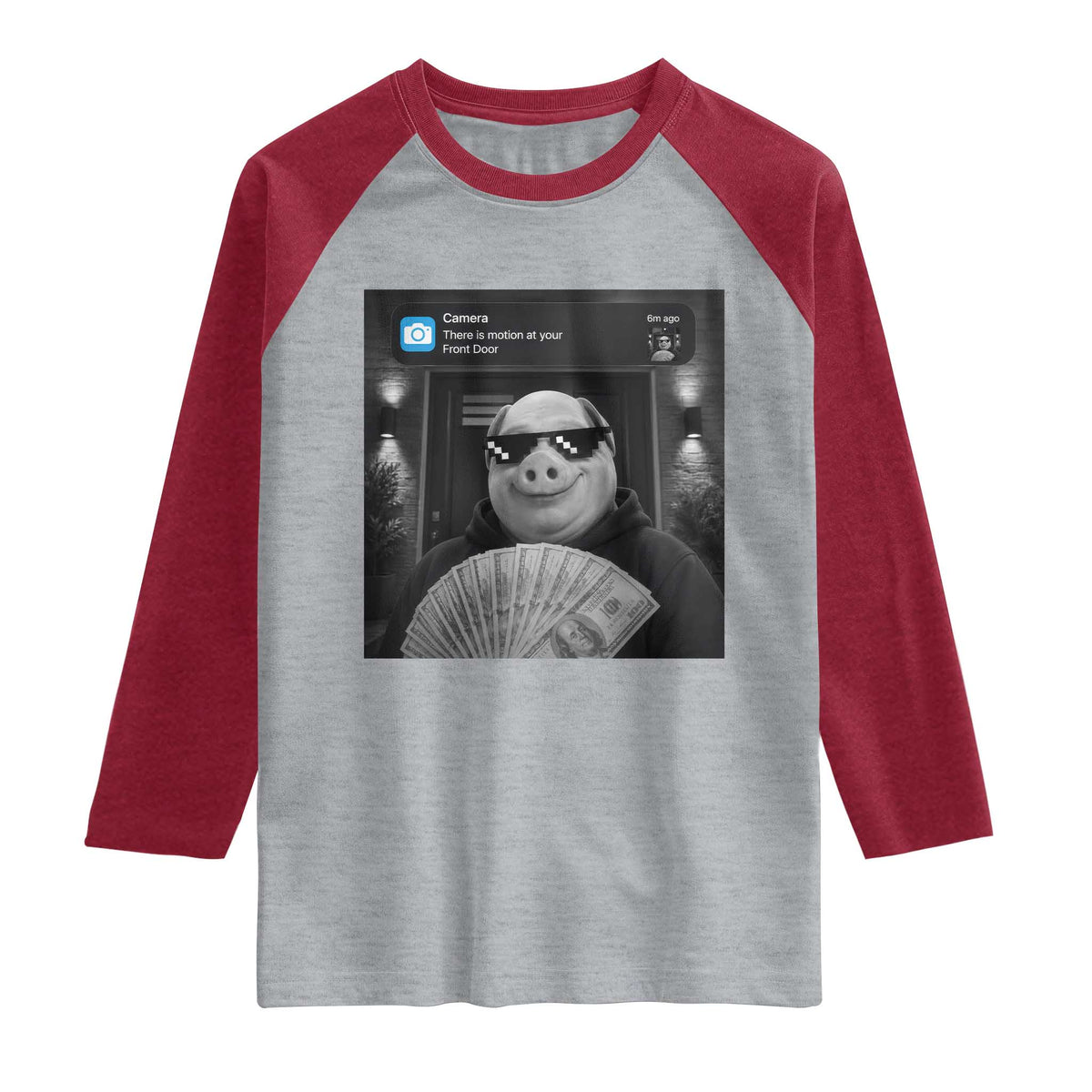 John Pork Meme Raglan Shirt There Is Motion At Your Front Door Funny Brainrot