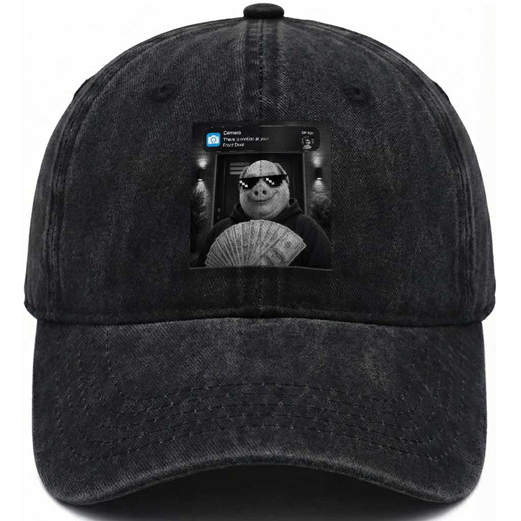 John Pork Meme Washed Cotton Baseball Cap There Is Motion At Your Front Door Funny Brainrot