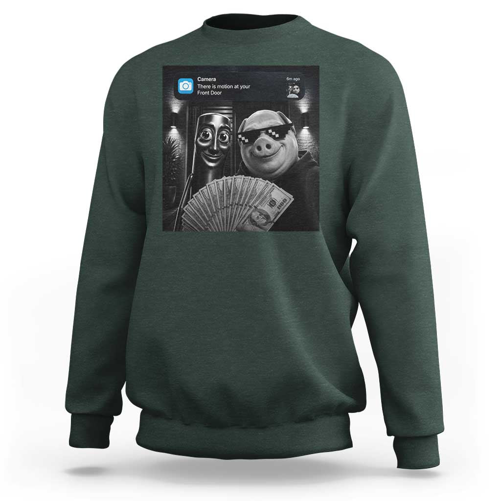 Tung Tung Tung Sahur John Pork Meme Brainrot Sweatshirt There Is Motion At Your Front Door