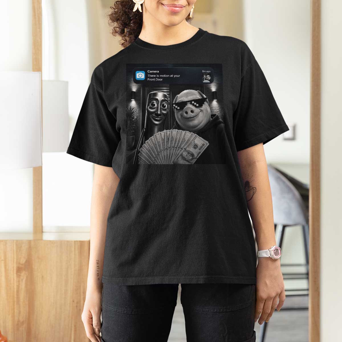 Tung Tung Tung Sahur John Pork Meme Brainrot T Shirt For Women There Is Motion At Your Front Door
