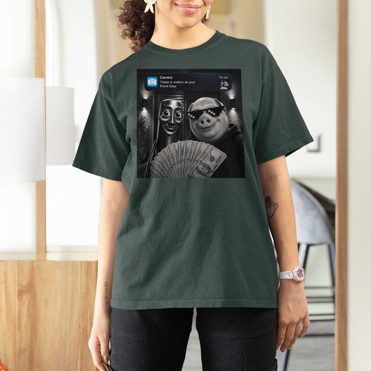 Tung Tung Tung Sahur John Pork Meme Brainrot T Shirt For Women There Is Motion At Your Front Door