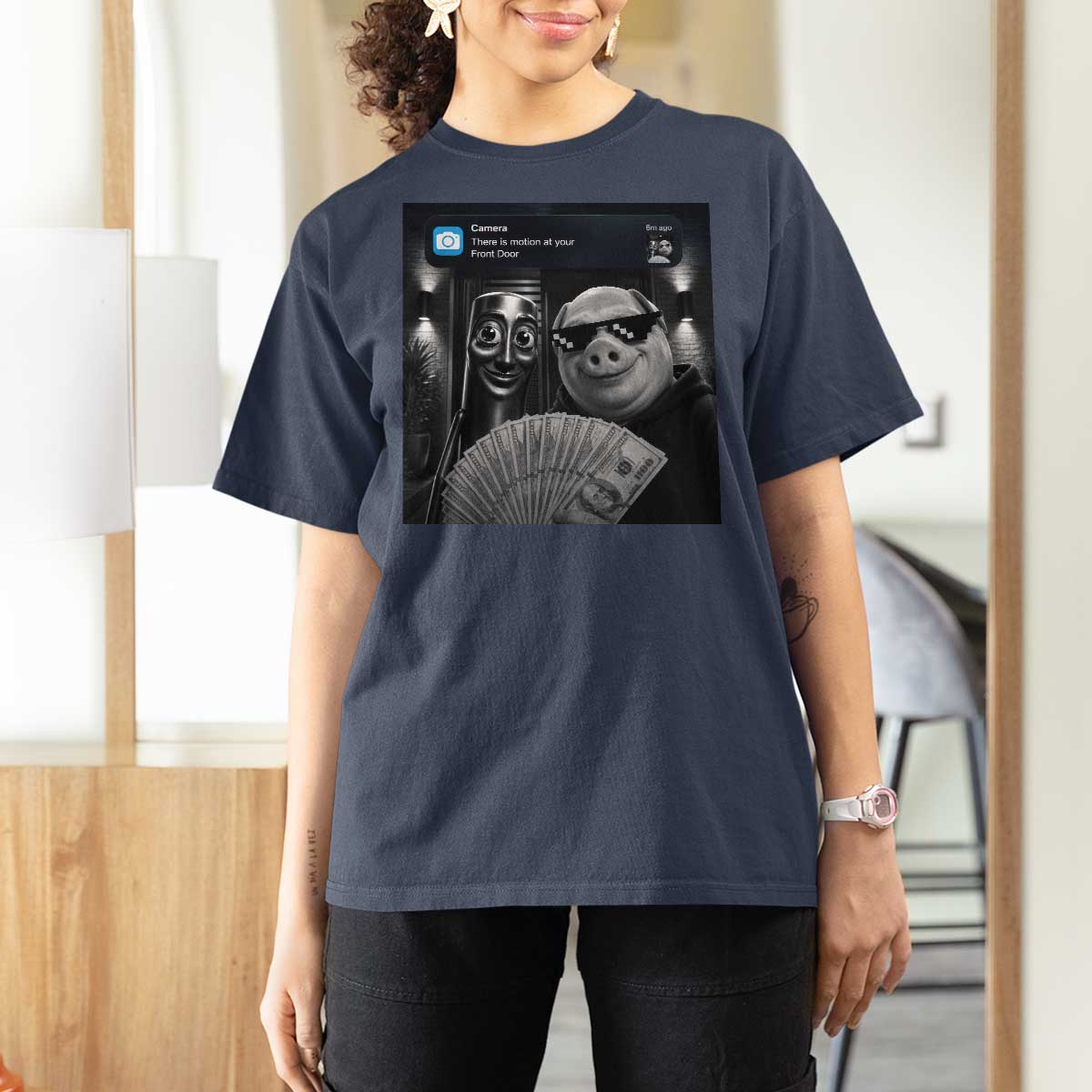 Tung Tung Tung Sahur John Pork Meme Brainrot T Shirt For Women There Is Motion At Your Front Door
