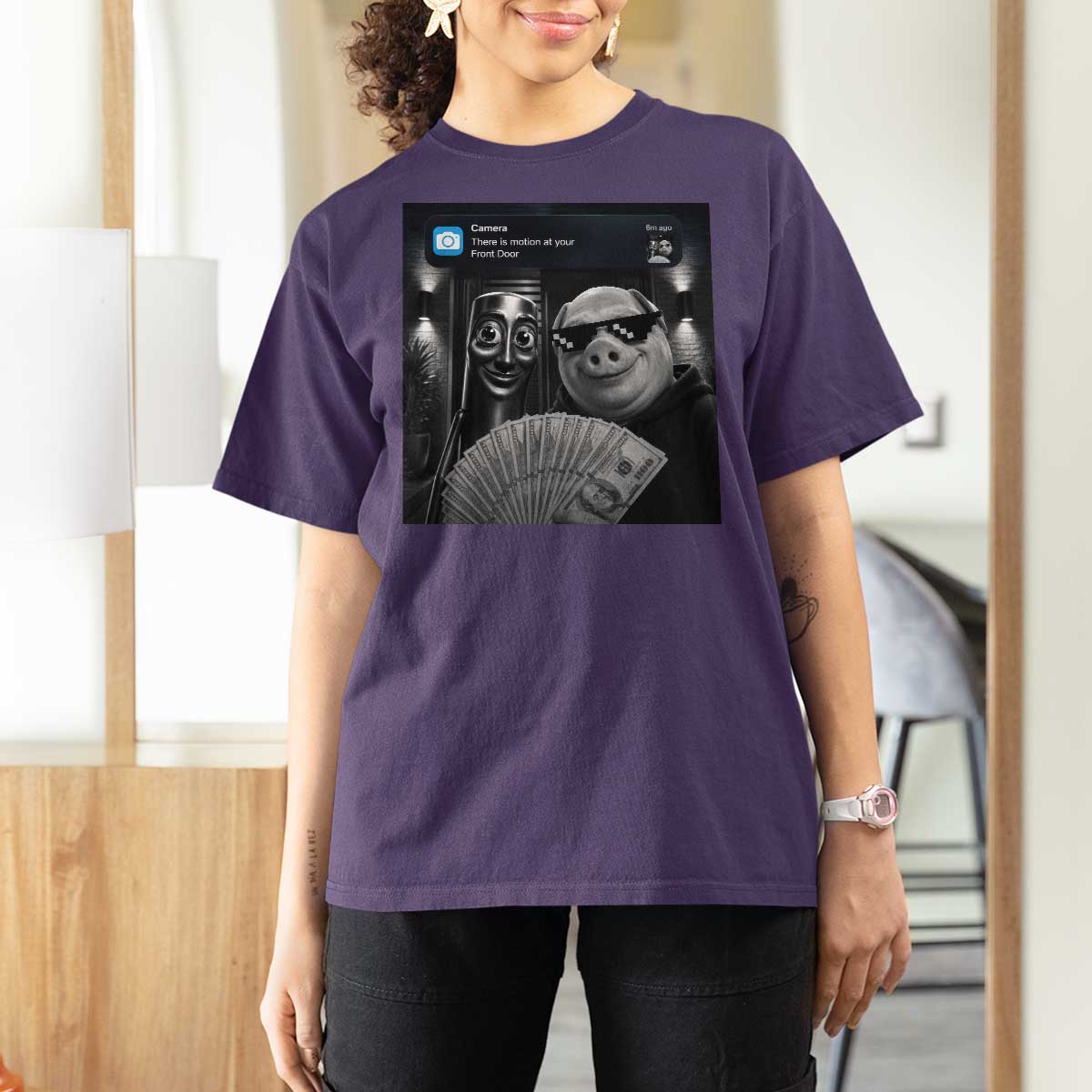Tung Tung Tung Sahur John Pork Meme Brainrot T Shirt For Women There Is Motion At Your Front Door