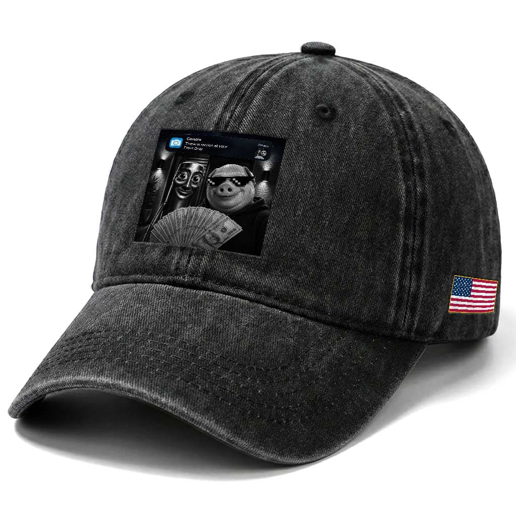 Tung Tung Tung Sahur John Pork Meme Brainrot Washed Cotton Baseball Cap There Is Motion At Your Front Door