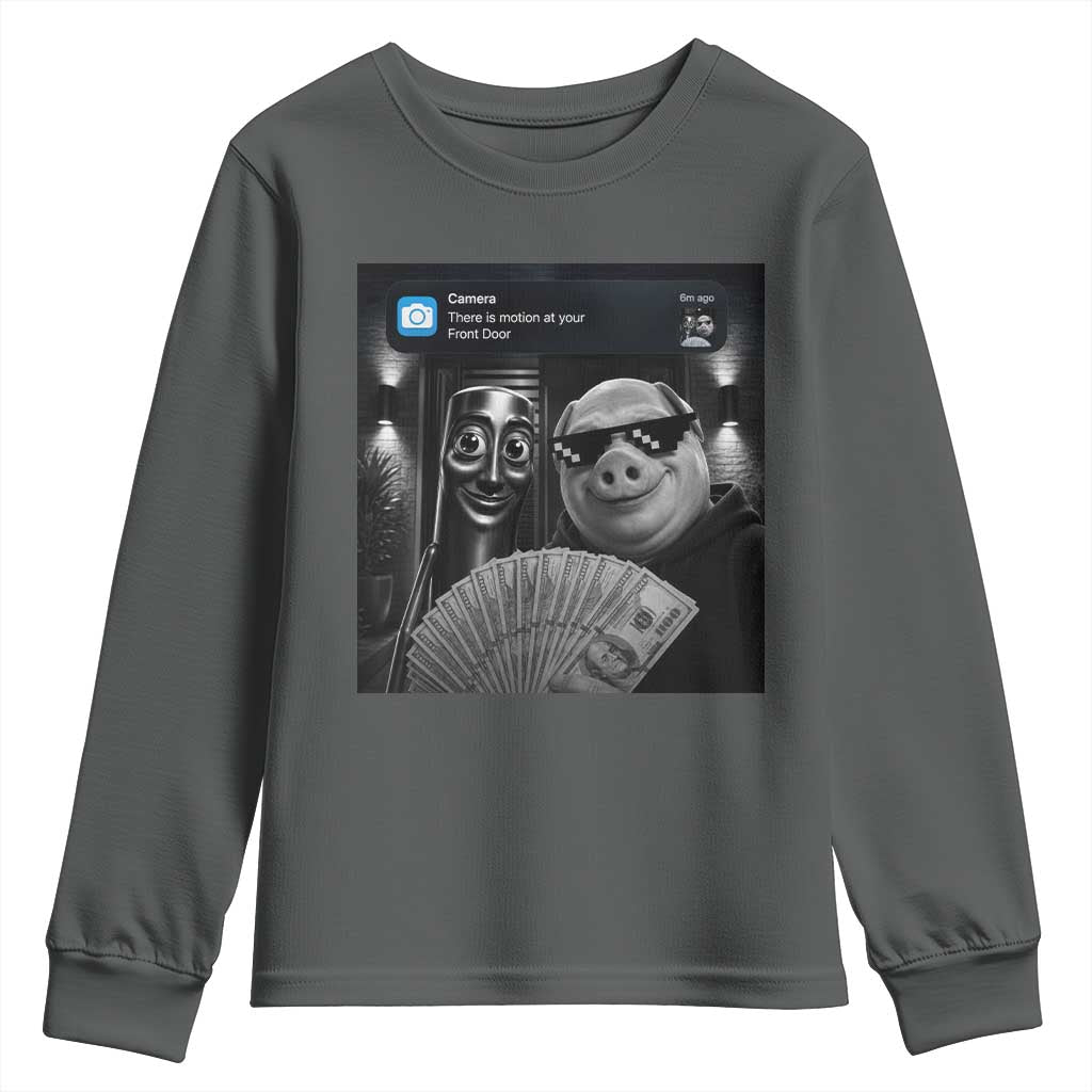 Tung Tung Tung Sahur John Pork Meme Brainrot Youth Sweatshirt There Is Motion At Your Front Door