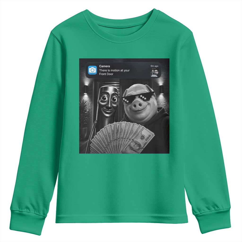 Tung Tung Tung Sahur John Pork Meme Brainrot Youth Sweatshirt There Is Motion At Your Front Door