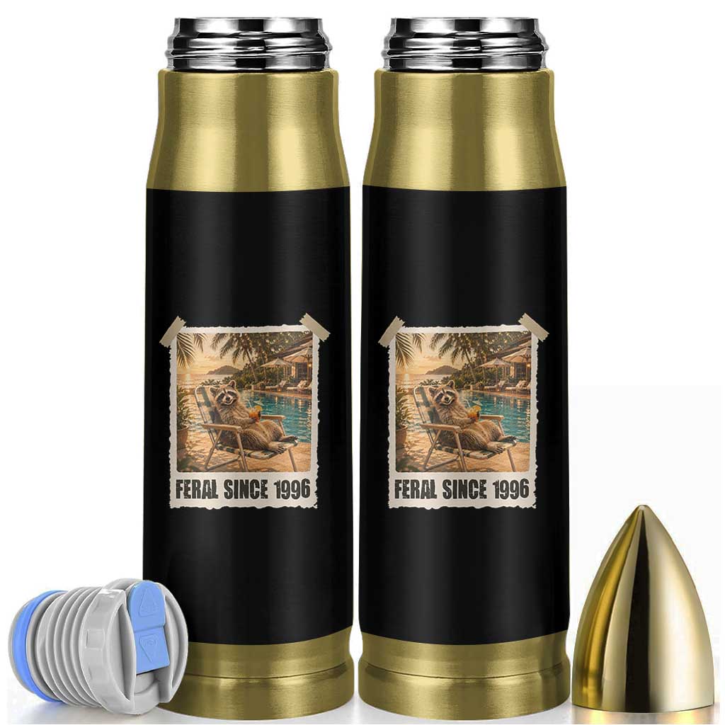 Funny Raccoon Feral Since 1996 30th Birthday Bullet Tumbler Vintage 30 Year Old Gift