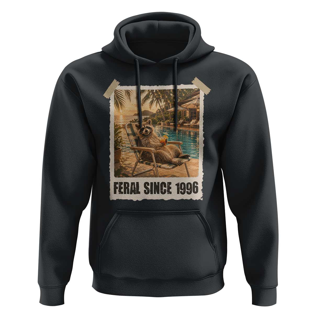 Funny Raccoon Feral Since 1996 30th Birthday Hoodie Vintage 30 Year Old Gift