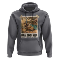 Funny Raccoon Feral Since 1996 30th Birthday Hoodie Vintage 30 Year Old Gift